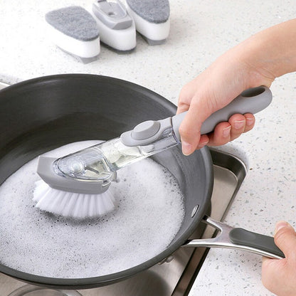 1/5Pcs Double Use Kitchen Cleaning Brush Scrubber Dish Bowl Washing Sponge Automatic Liquid Dispenser Kitchen Pot Cleaner Tools