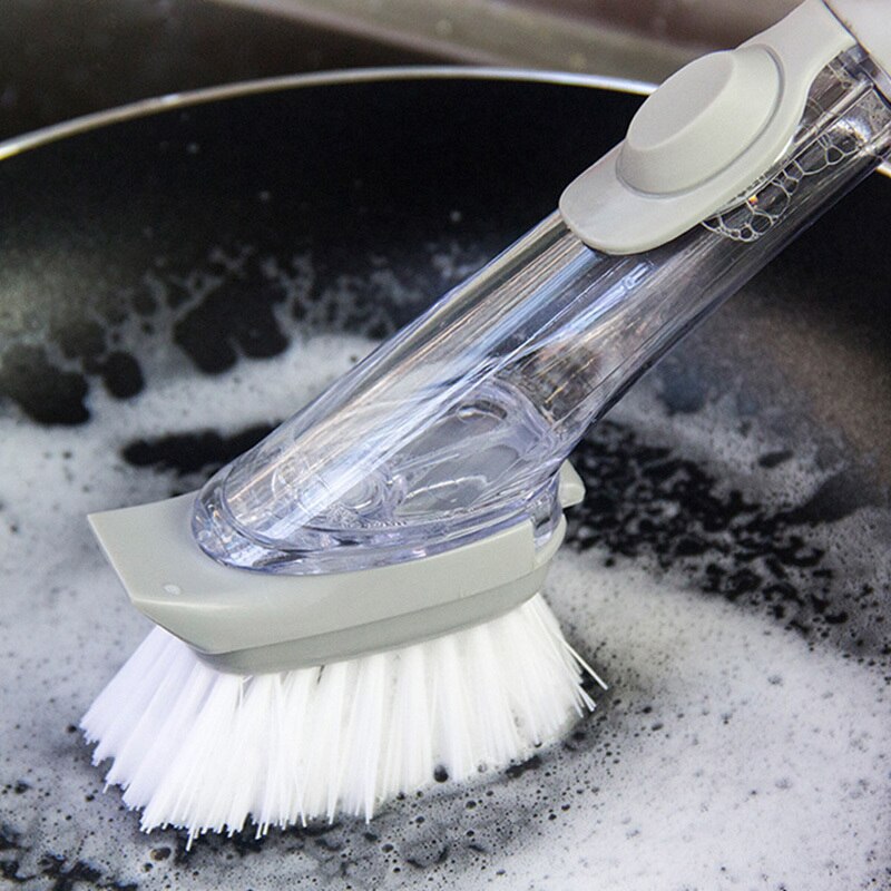 1/5Pcs Double Use Kitchen Cleaning Brush Scrubber Dish Bowl Washing Sponge Automatic Liquid Dispenser Kitchen Pot Cleaner Tools