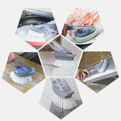 1/5Pcs Double Use Kitchen Cleaning Brush Scrubber Dish Bowl Washing Sponge Automatic Liquid Dispenser Kitchen Pot Cleaner Tools