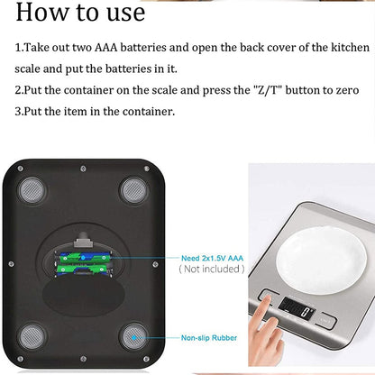 5kg Electronic Kitchen Scale 304 Stainless Steel Digital Balance Measuring Food Scales Baking Small Gram Weighing Tool Diet