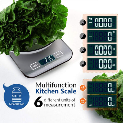 5kg Electronic Kitchen Scale 304 Stainless Steel Digital Balance Measuring Food Scales Baking Small Gram Weighing Tool Diet