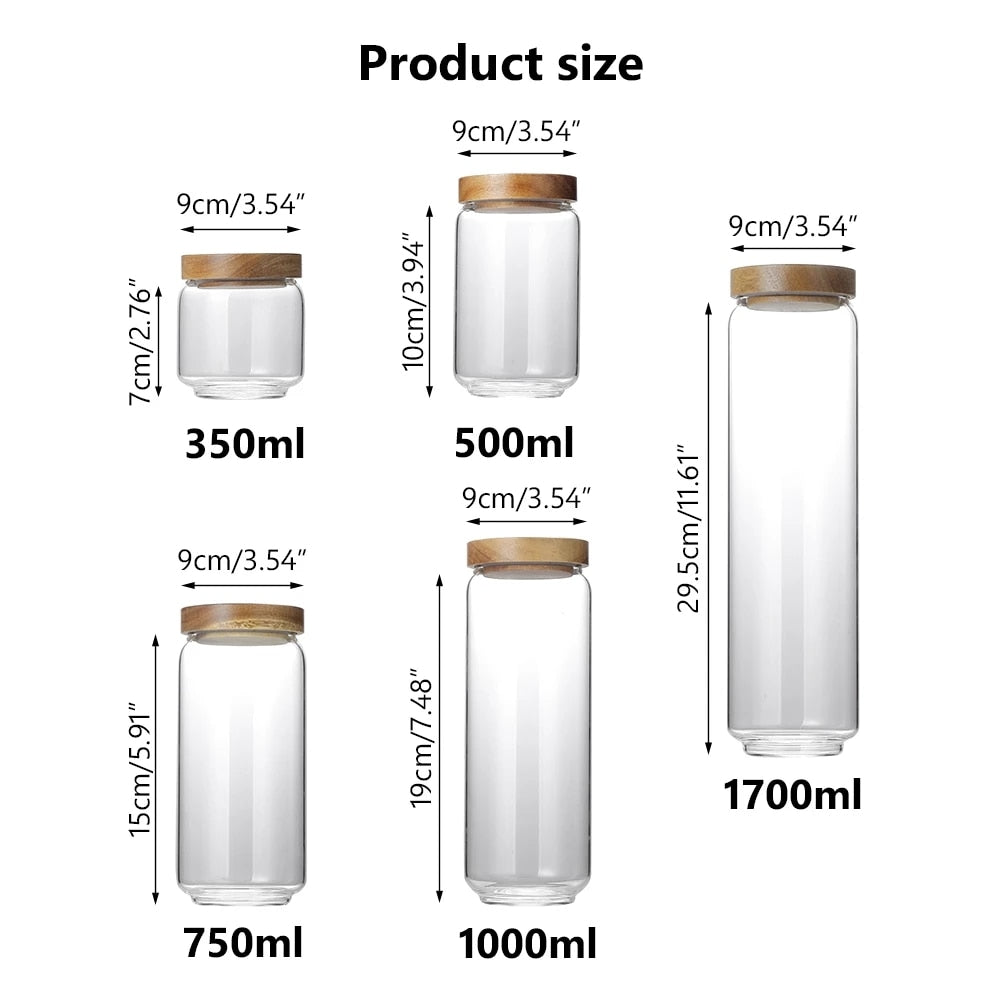 Wood Lid Glass Airtight Canister