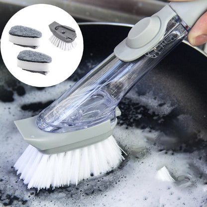 1/5Pcs Double Use Kitchen Cleaning Brush Scrubber Dish Bowl Washing Sponge Automatic Liquid Dispenser Kitchen Pot Cleaner Tools