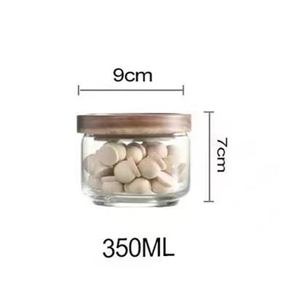 Wood Lid Glass Airtight Canister