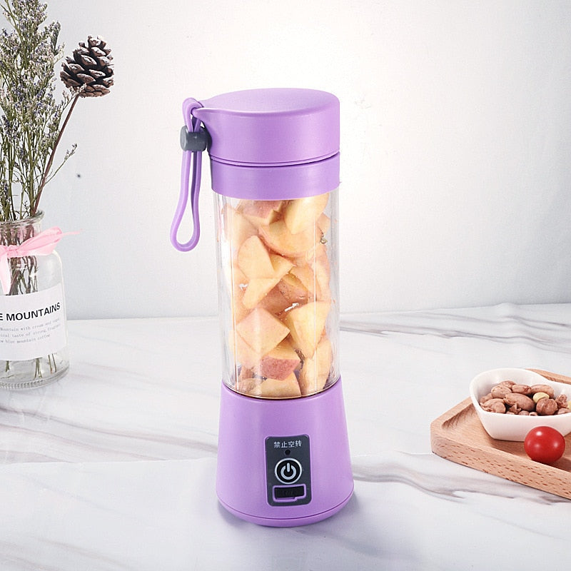 Portable Juicer Cup 6 Blade Juicer USB Rechargeable Handheld Smoothie Blender Fruit Blender for On-the-go Travel