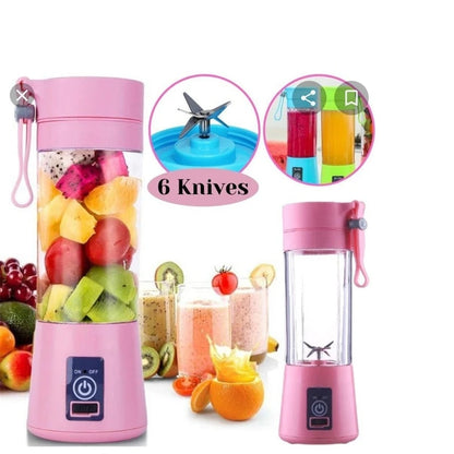 Portable Juicer Cup 6 Blade Juicer USB Rechargeable Handheld Smoothie Blender Fruit Blender for On-the-go Travel