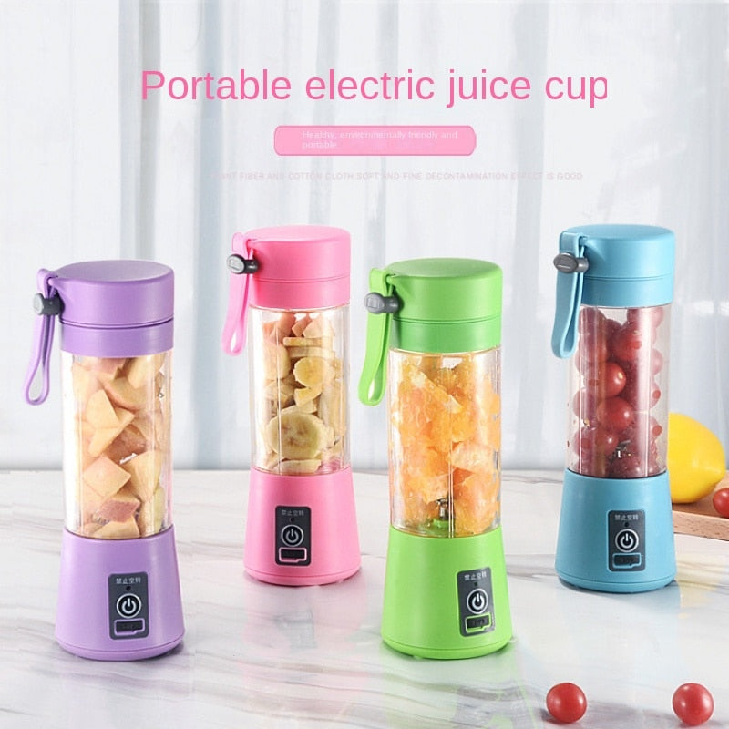 Portable Juicer Cup 6 Blade Juicer USB Rechargeable Handheld Smoothie Blender Fruit Blender for On-the-go Travel