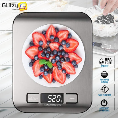 5kg Electronic Kitchen Scale 304 Stainless Steel Digital Balance Measuring Food Scales Baking Small Gram Weighing Tool Diet