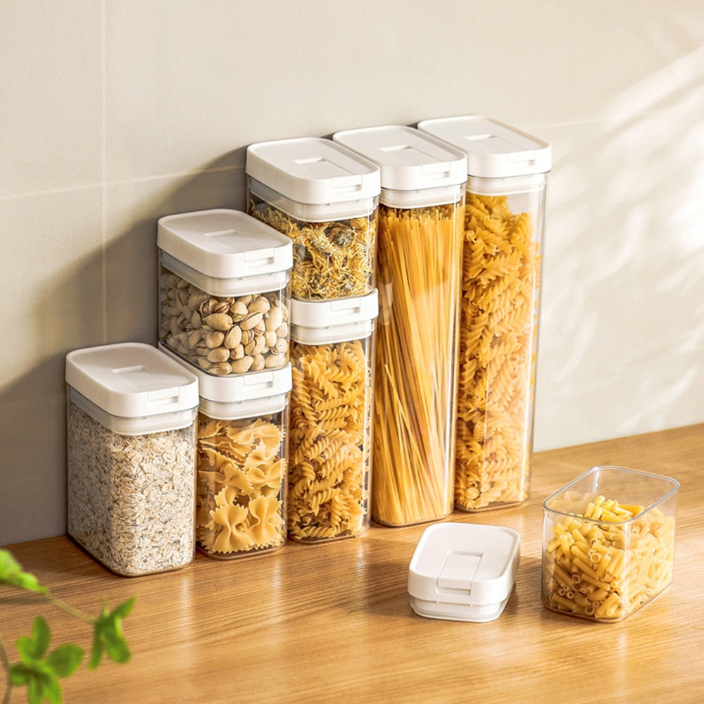 Kitchen Food Organizer Cereal Grain Dispenser Boxes Nut Oatmeal Spice Jar Plastic Bulk Container Kitchen Box Storage Accessories