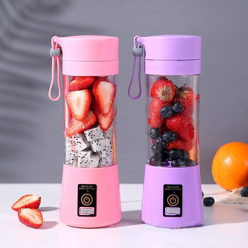 Portable Juicer Cup 6 Blade Juicer USB Rechargeable Handheld Smoothie Blender Fruit Blender for On-the-go Travel